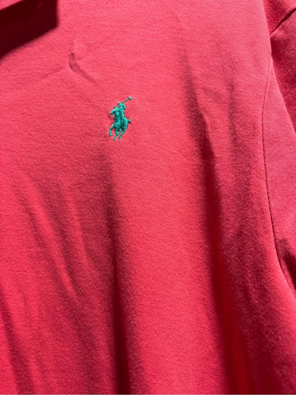 Ralph Lauren Men's Coral Pink Polo with Teal Pony